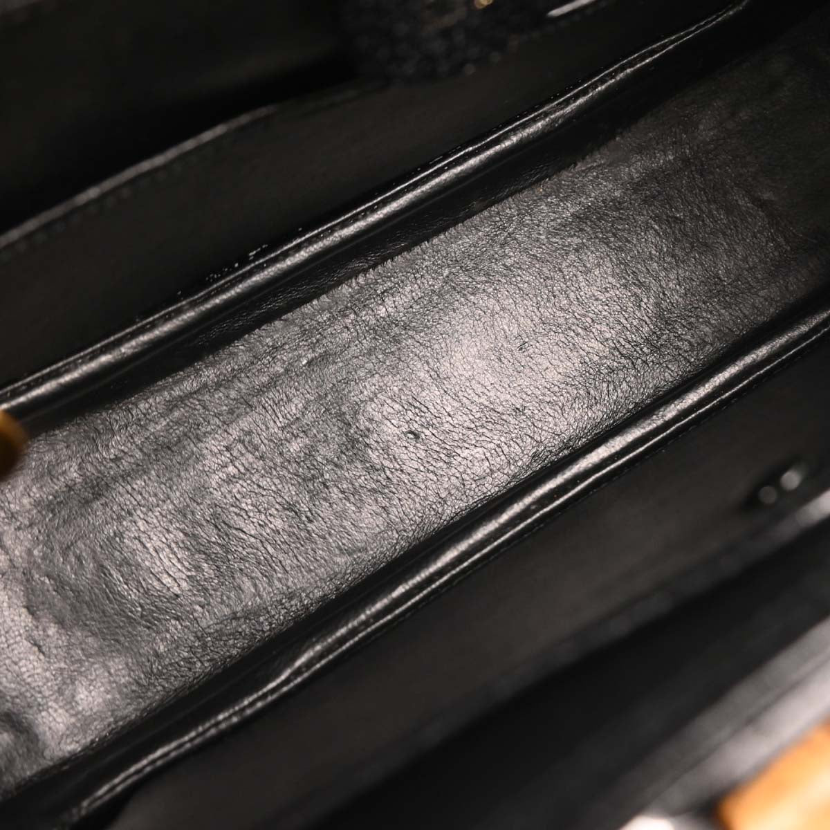 Gucci Black Pigskin Bamboo 2way Shoulder Handbag