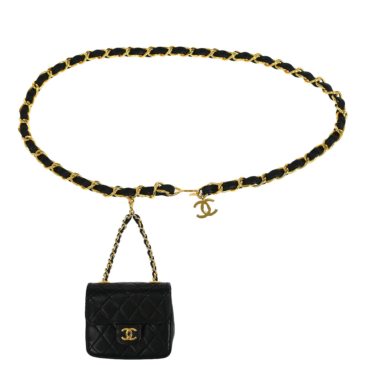 Chanel Black Lambskin Classic Flap Micro Bum Belt Bag