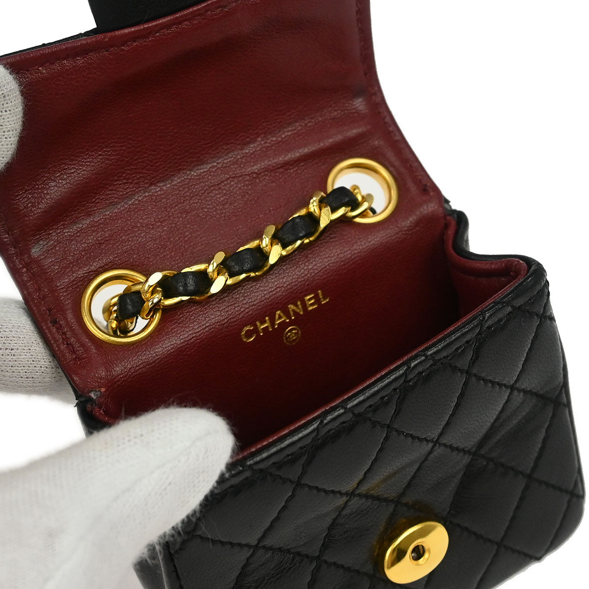 Chanel Black Lambskin Classic Flap Micro Bum Belt Bag
