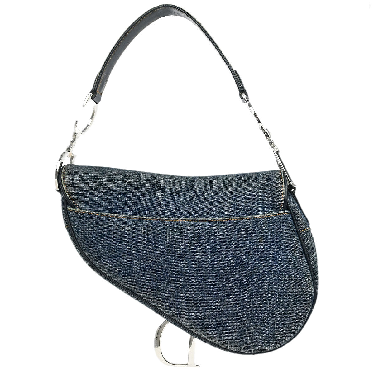 Christian Dior Blue Denim Patchwork Saddle Handbag