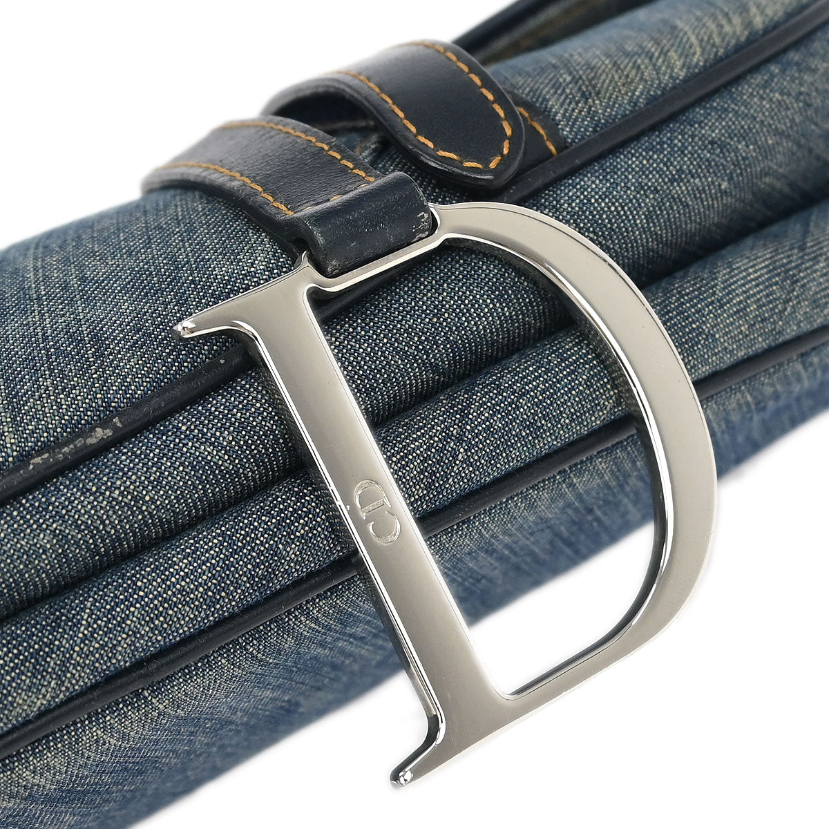 Christian Dior Blue Denim Patchwork Saddle Handbag