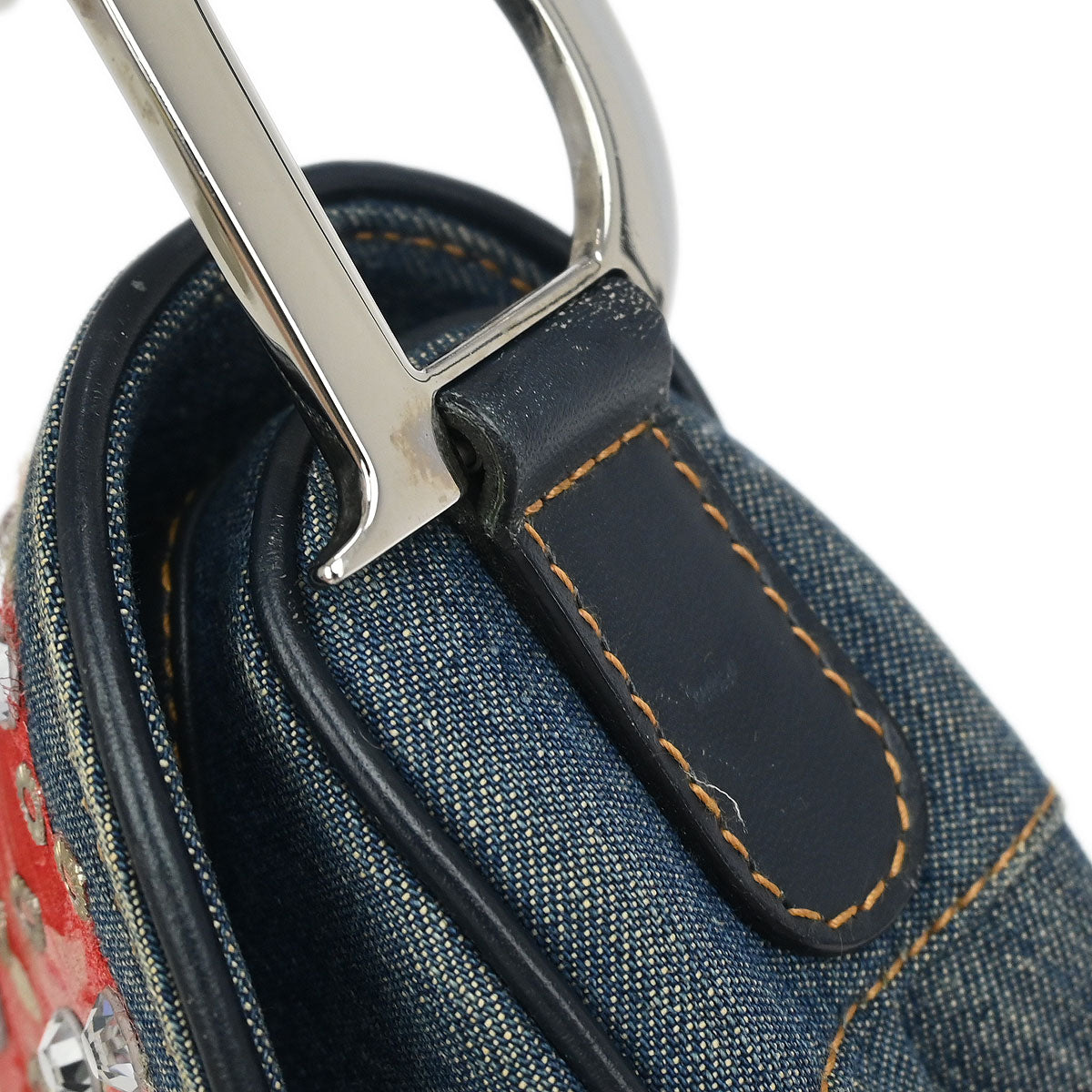 Christian Dior Blue Denim Patchwork Saddle Handbag