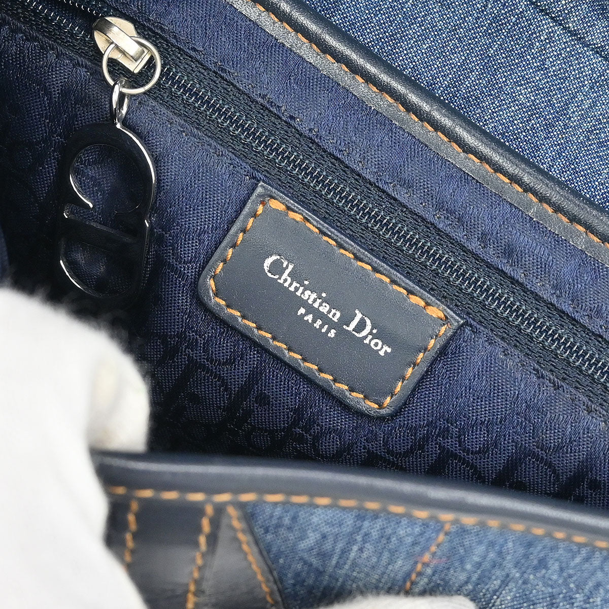 Christian Dior Blue Denim Patchwork Saddle Handbag