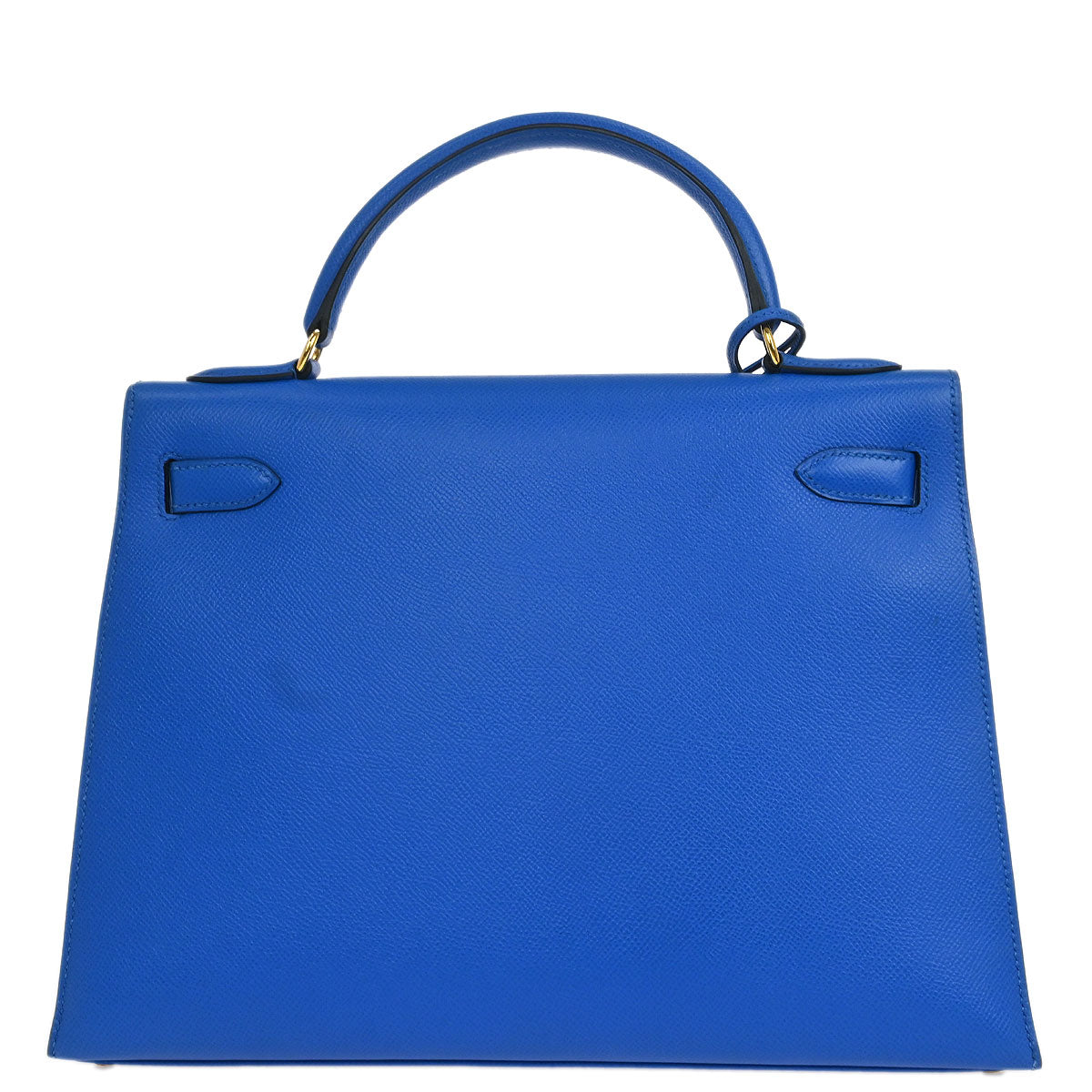 Hermes 1997 Blue Courchevel Kelly 32 Sellier Handbag