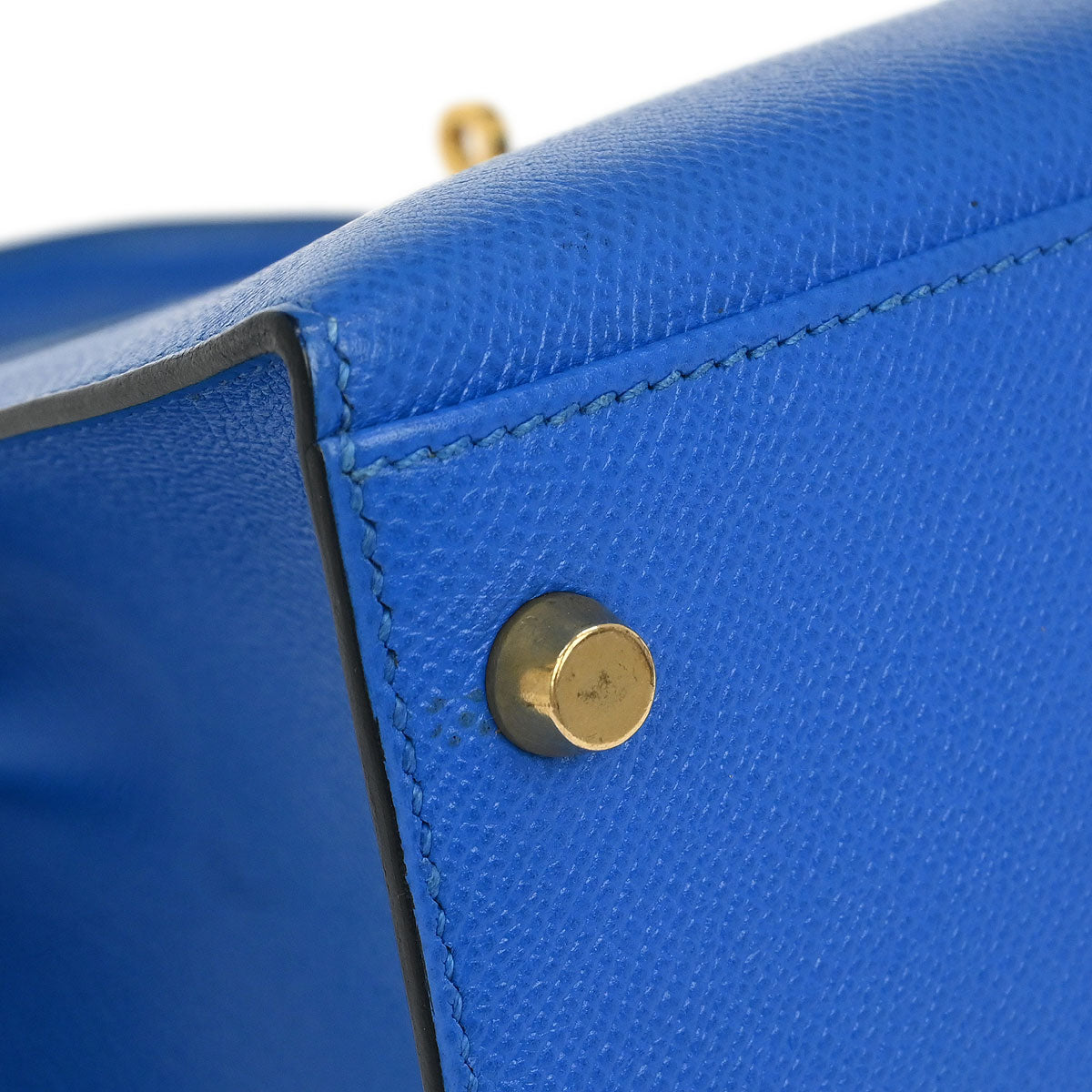 Hermes 1997 Blue Courchevel Kelly 32 Sellier Handbag