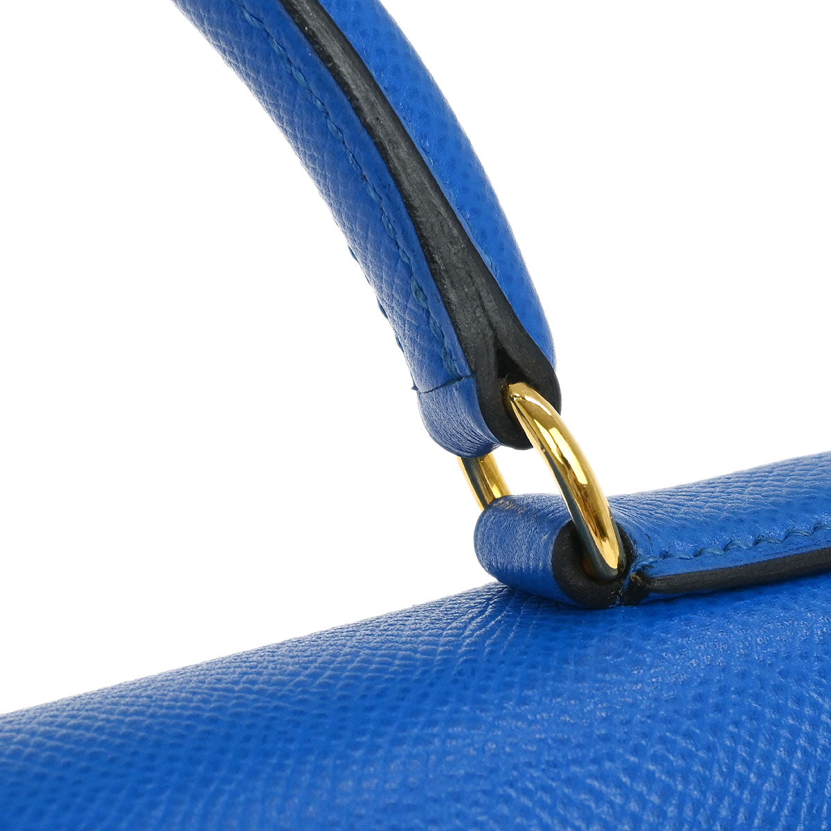 Hermes 1997 Blue Courchevel Kelly 32 Sellier Handbag