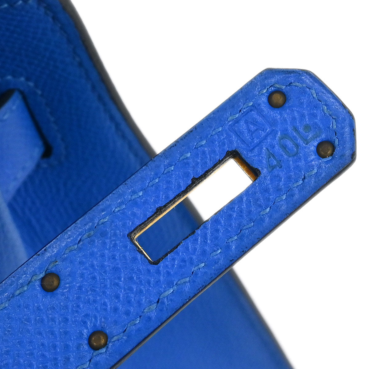 Hermes 1997 Blue Courchevel Kelly 32 Sellier Handbag