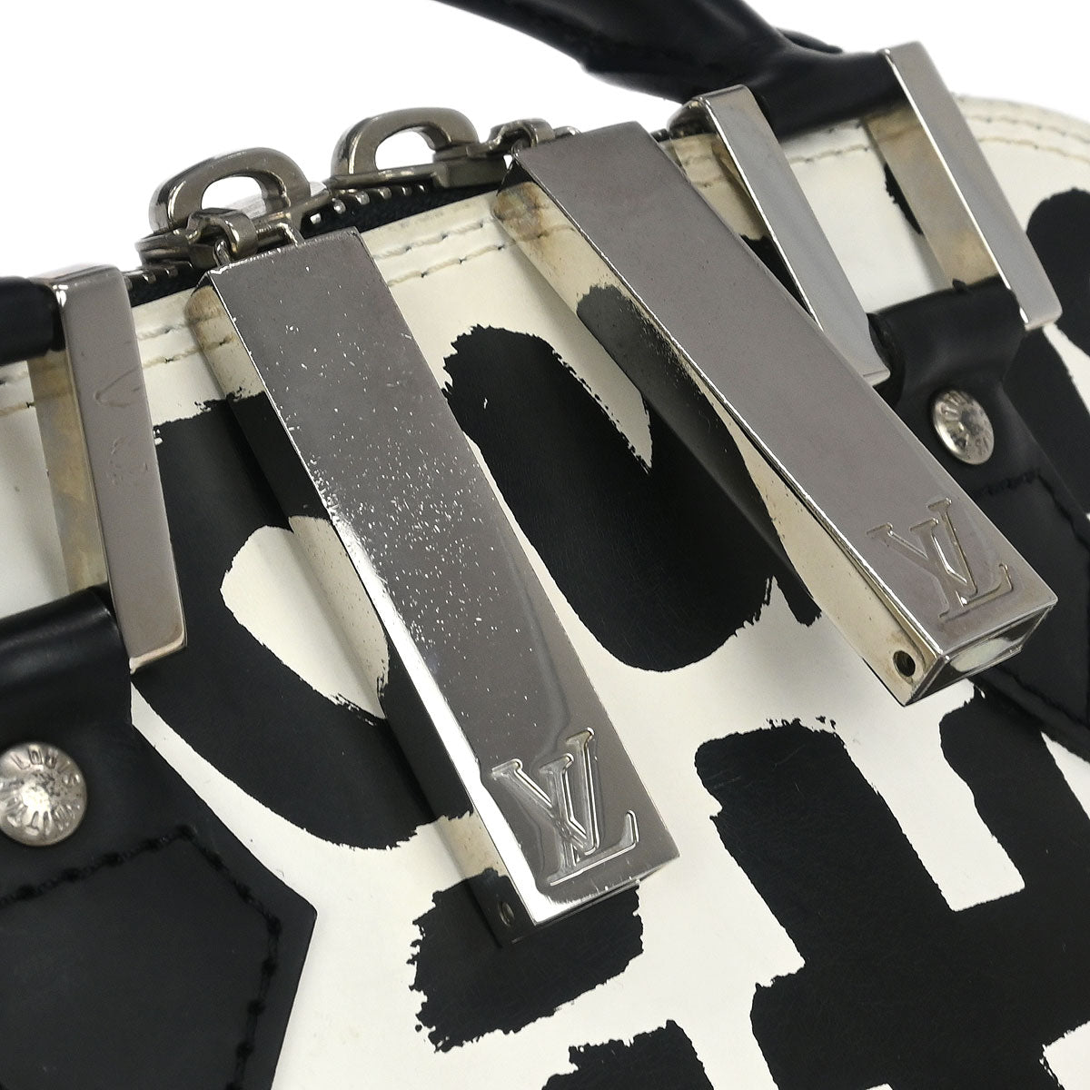 Louis Vuitton 2001 Black Graffiti Alma MM Handbag M92179