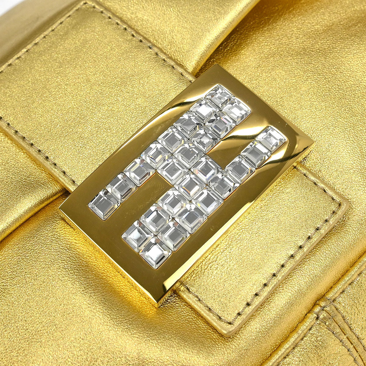 Fendi Gold Lambskin Mamma Baguette Handbag