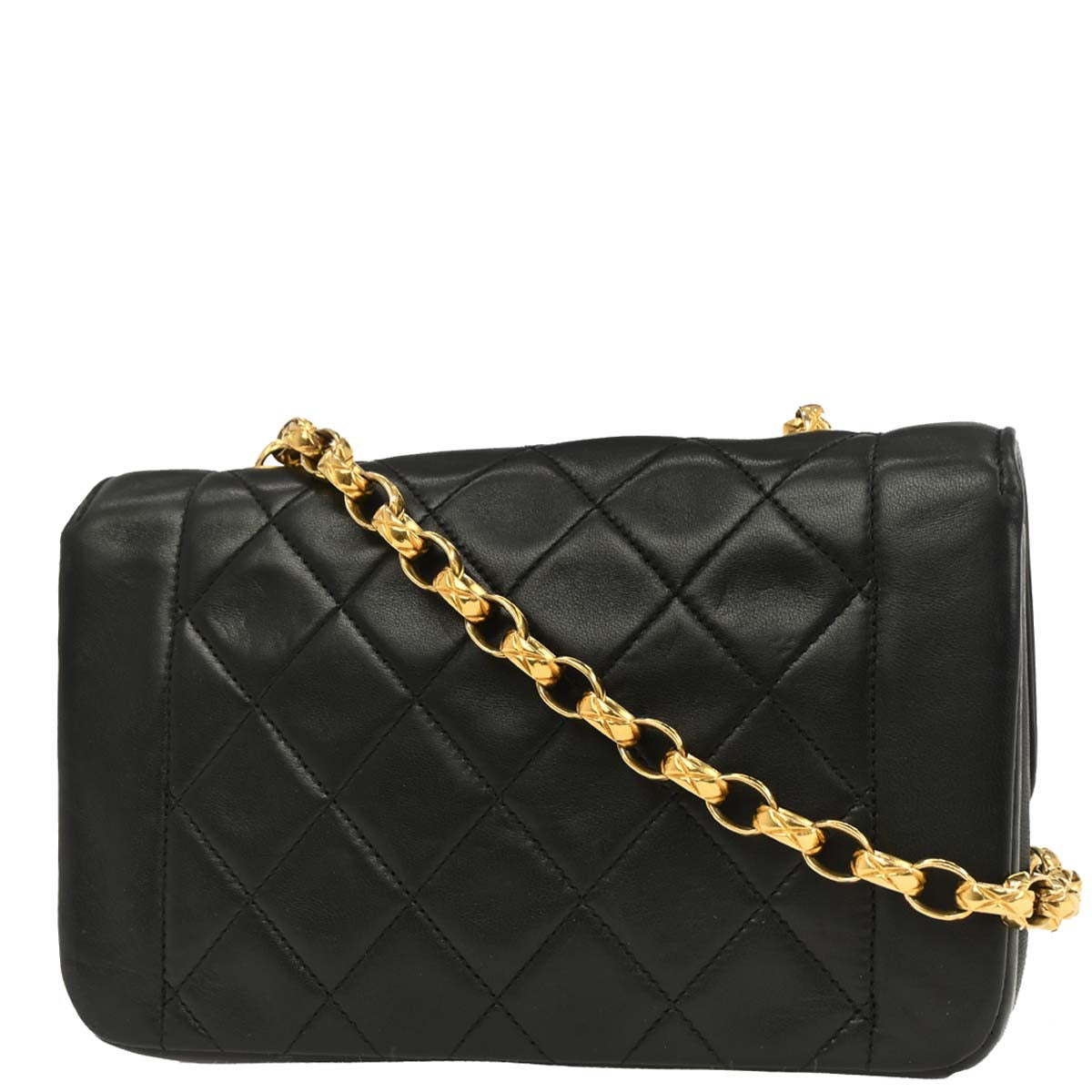 Chanel 1989-1991 Black Lambskin Single Flap Shoulder Bag