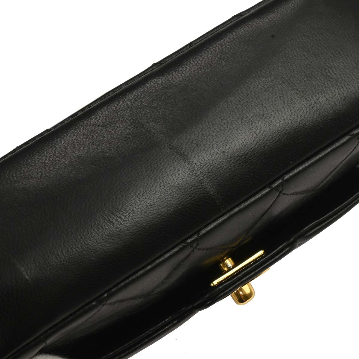 Chanel 1989-1991 Black Lambskin Single Flap Shoulder Bag