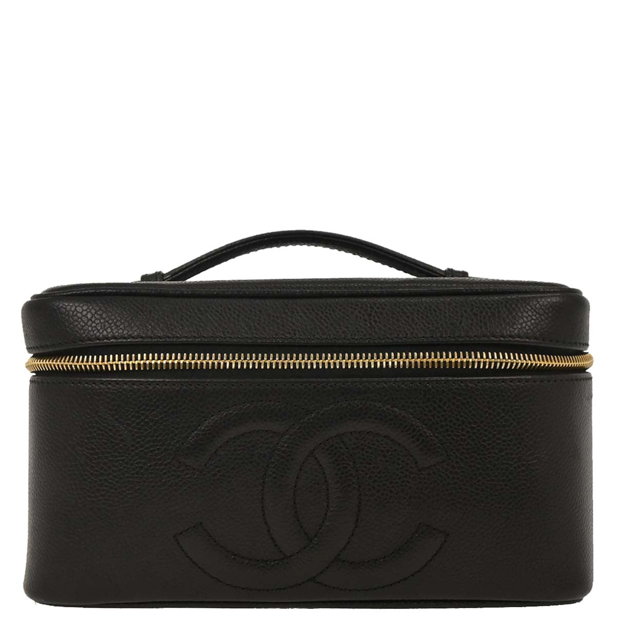 Chanel 1997-1999 Black Caviar Vanity Handbag