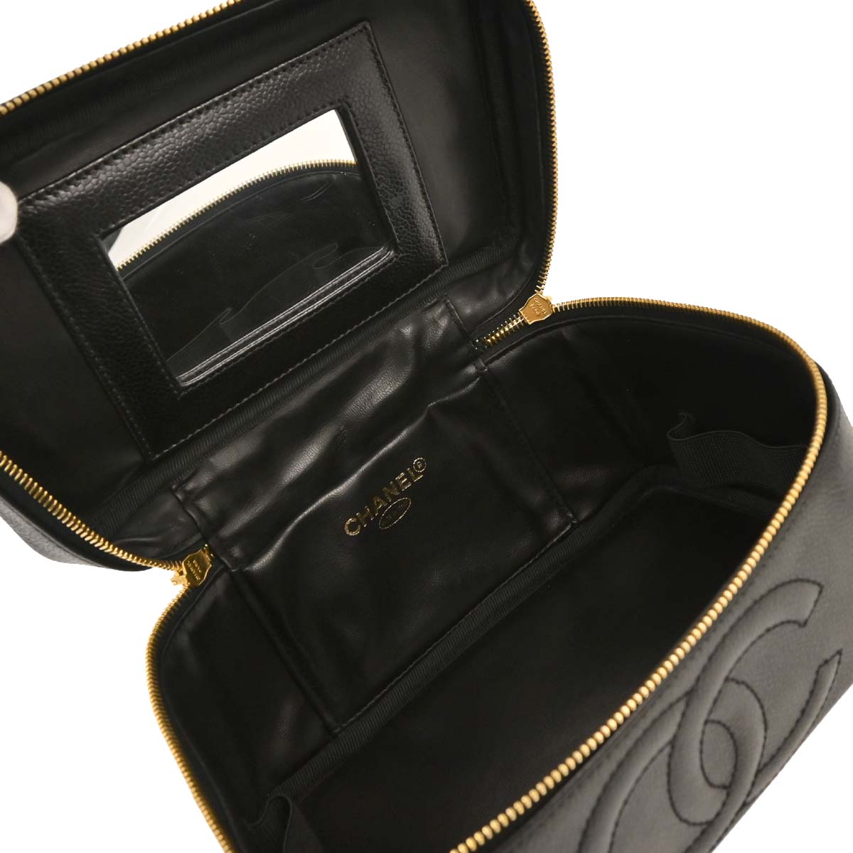 Chanel 1997-1999 Black Caviar Vanity Handbag