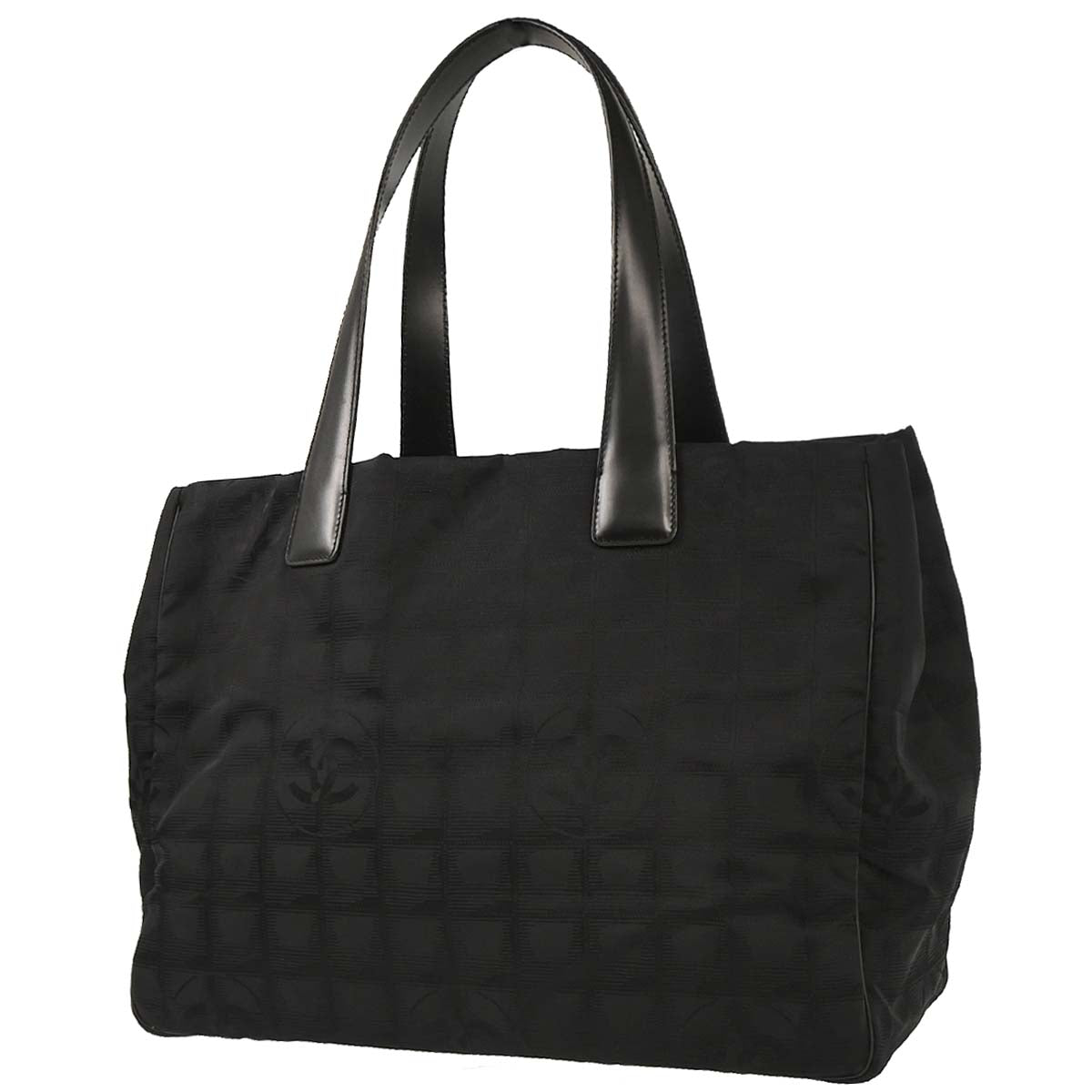 Chanel 2005-2006 Black Jacquard Nylon Travel Line Tote Handbag