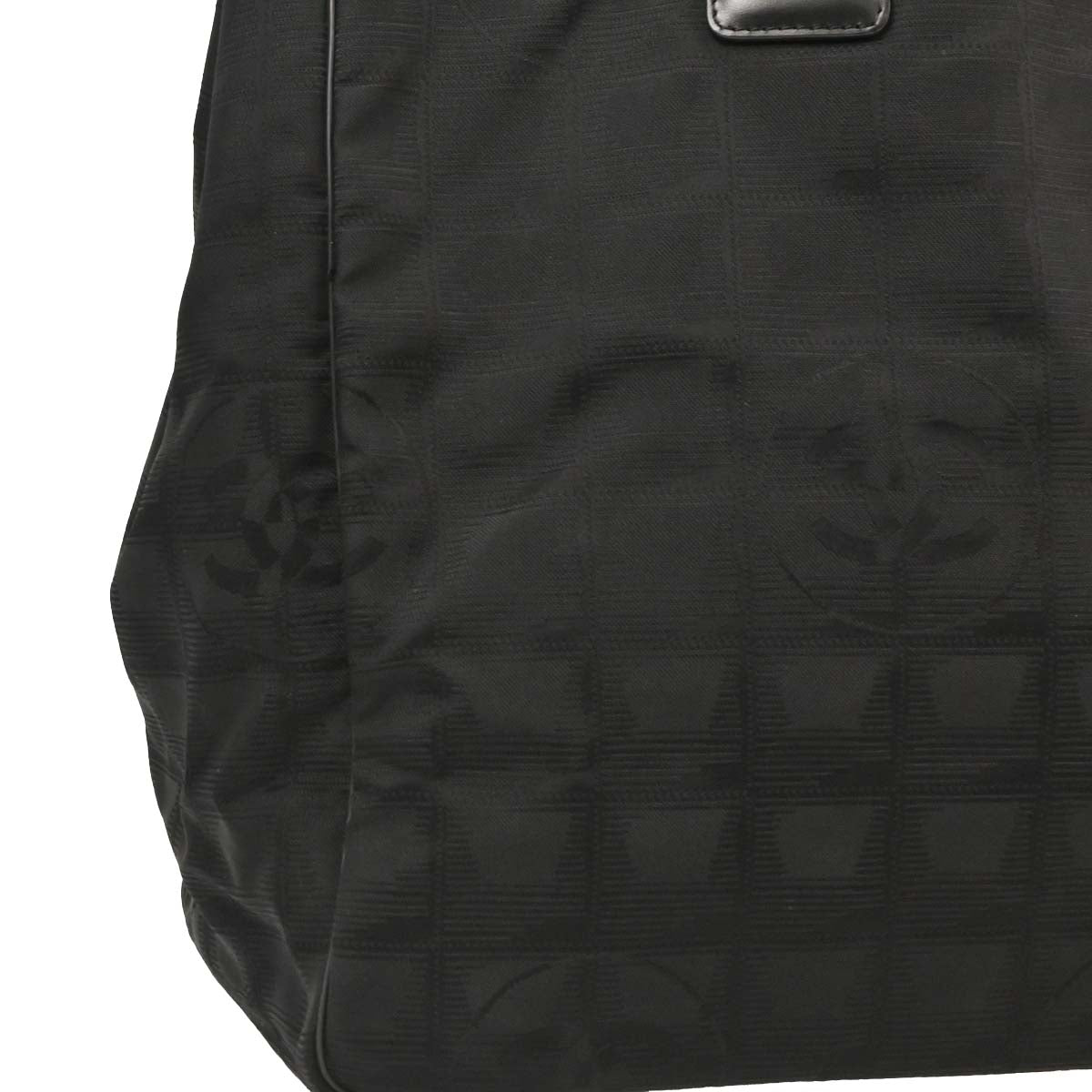 Chanel 2005-2006 Black Jacquard Nylon Travel Line Tote Handbag