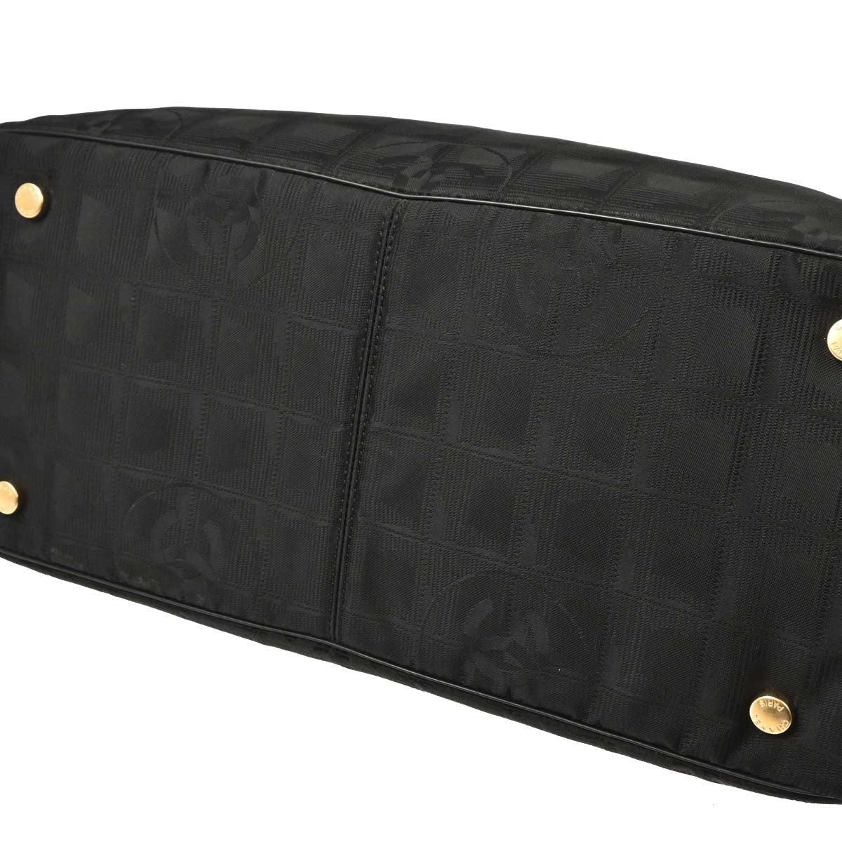 Chanel 2005-2006 Black Jacquard Nylon Travel Line Tote Handbag