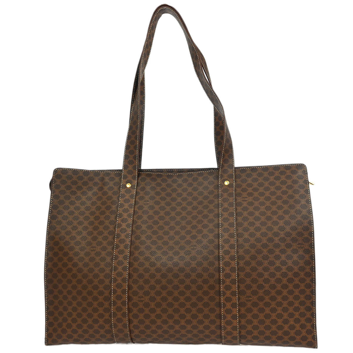 Celine Brown Macadam Shoulder Tote Bag
