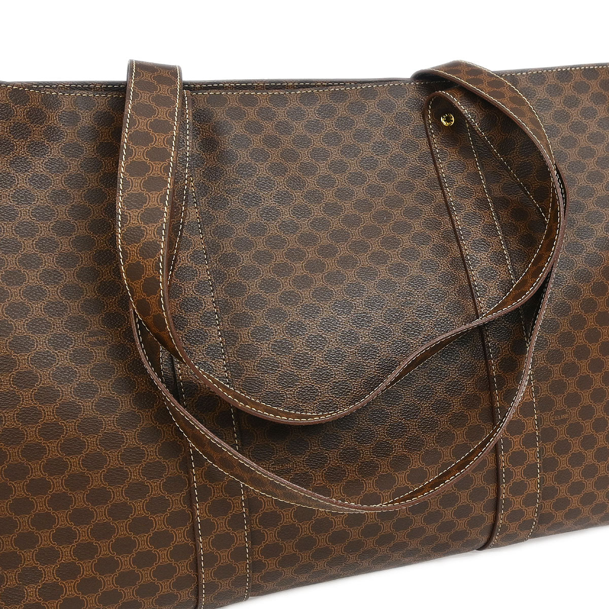 Celine Brown Macadam Shoulder Tote Bag