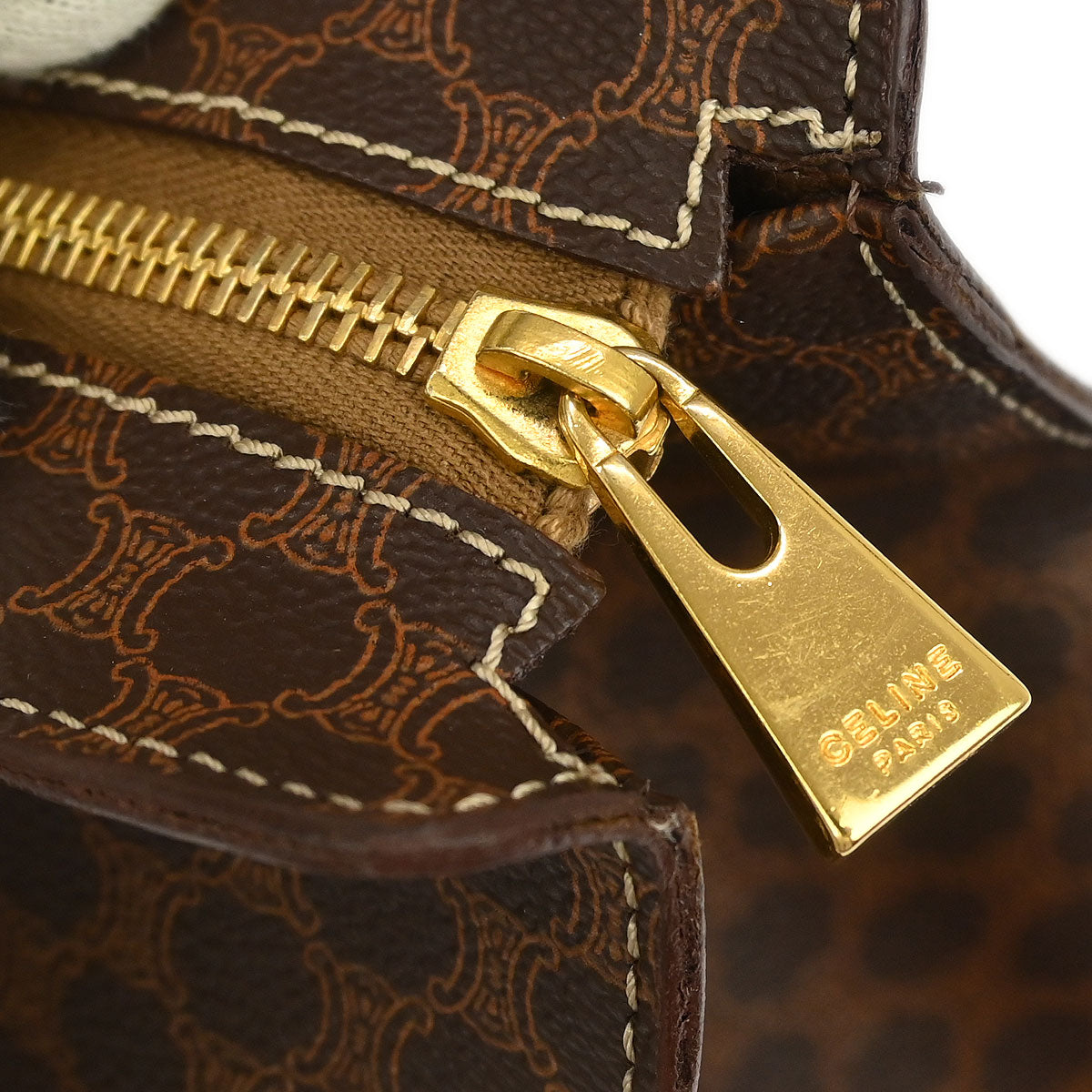 Celine Brown Macadam Shoulder Tote Bag