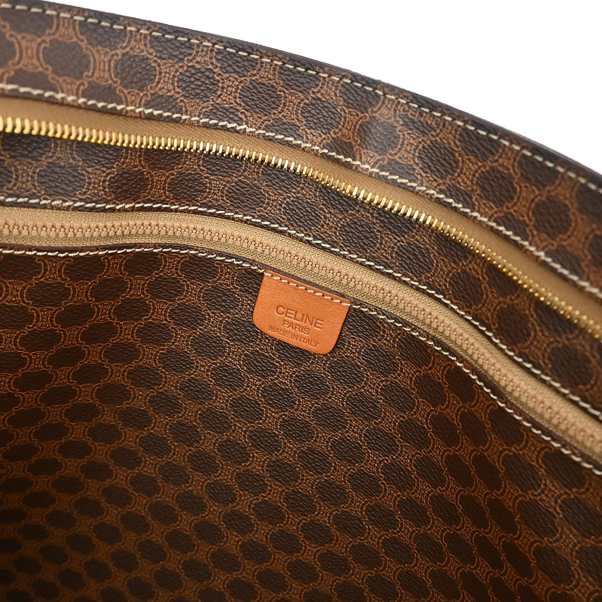 Celine Brown Macadam Shoulder Tote Bag