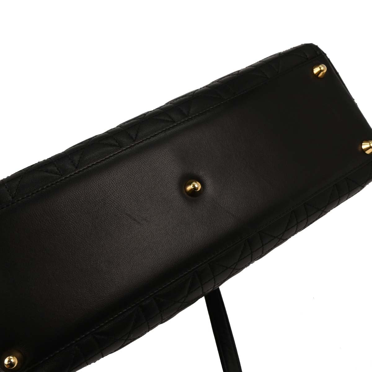 Christian Dior 1997 Black Lambskin Lady Dior Cannage 2way Shoulder Handbag