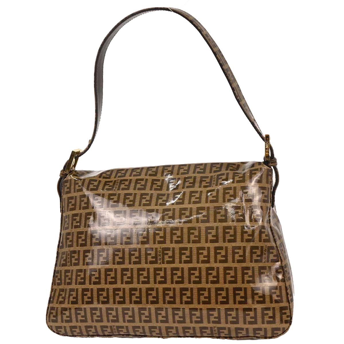 Fendi Brown PVC Zucchino Mamma Baguette Handbag