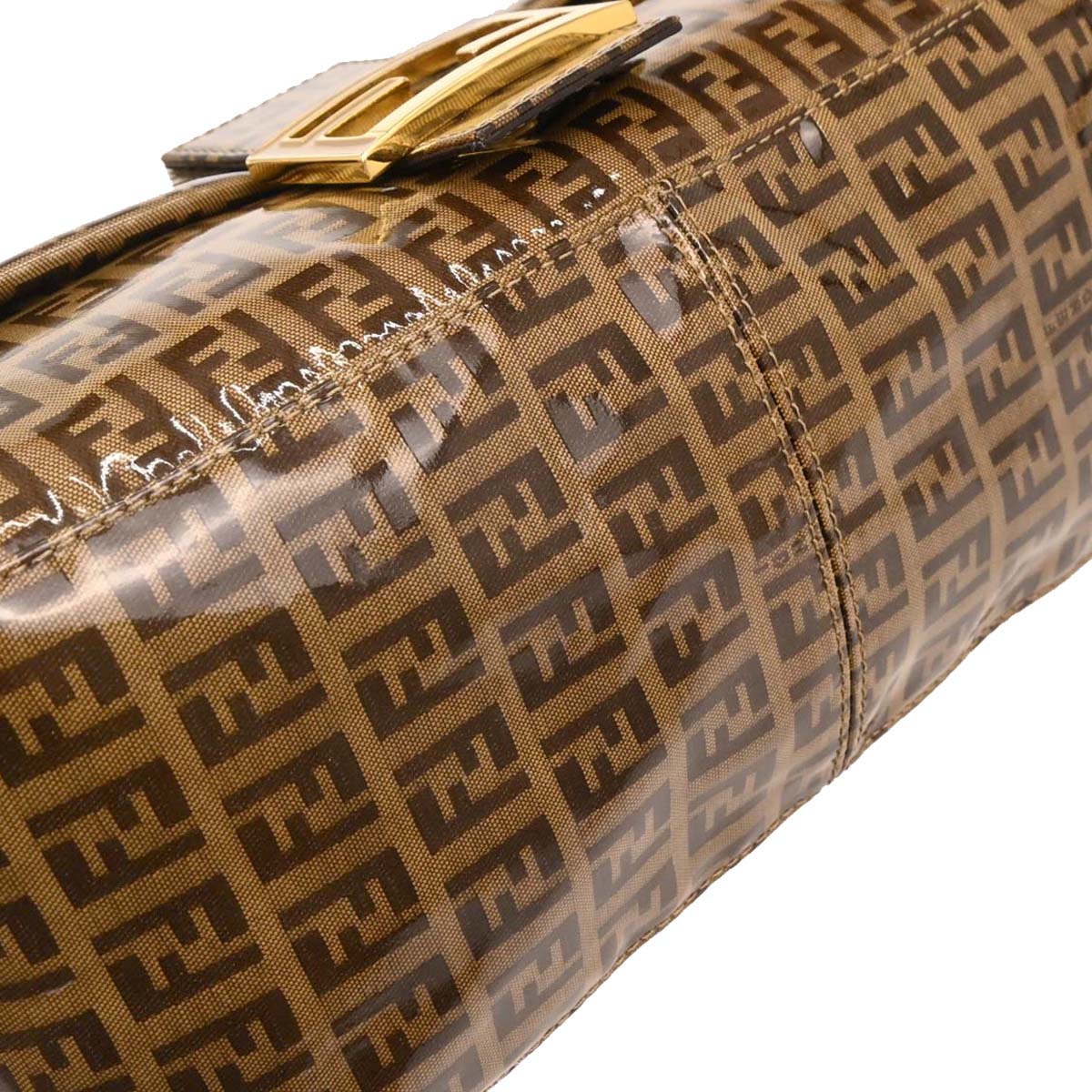 Fendi Brown PVC Zucchino Mamma Baguette Handbag