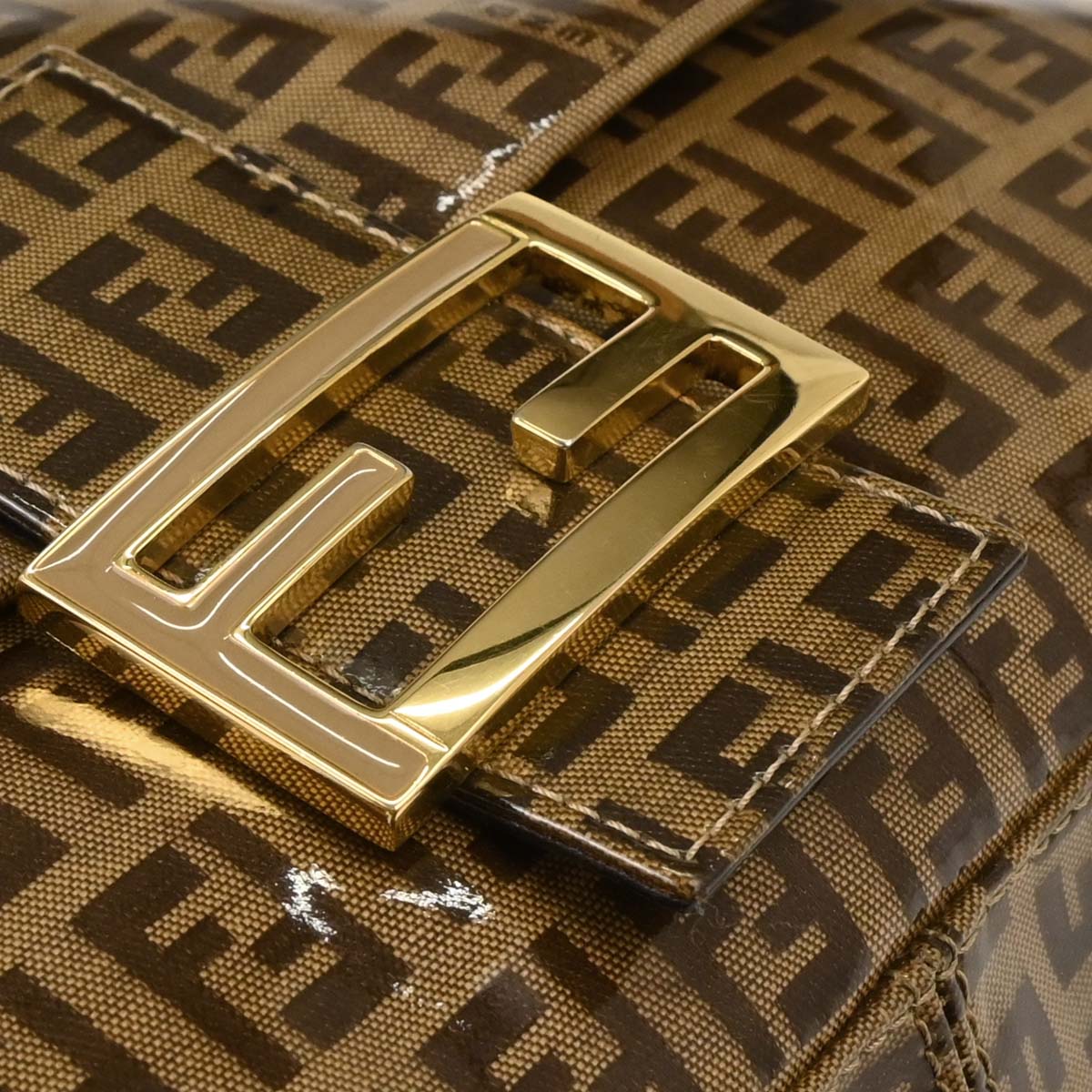 Fendi Brown PVC Zucchino Mamma Baguette Handbag
