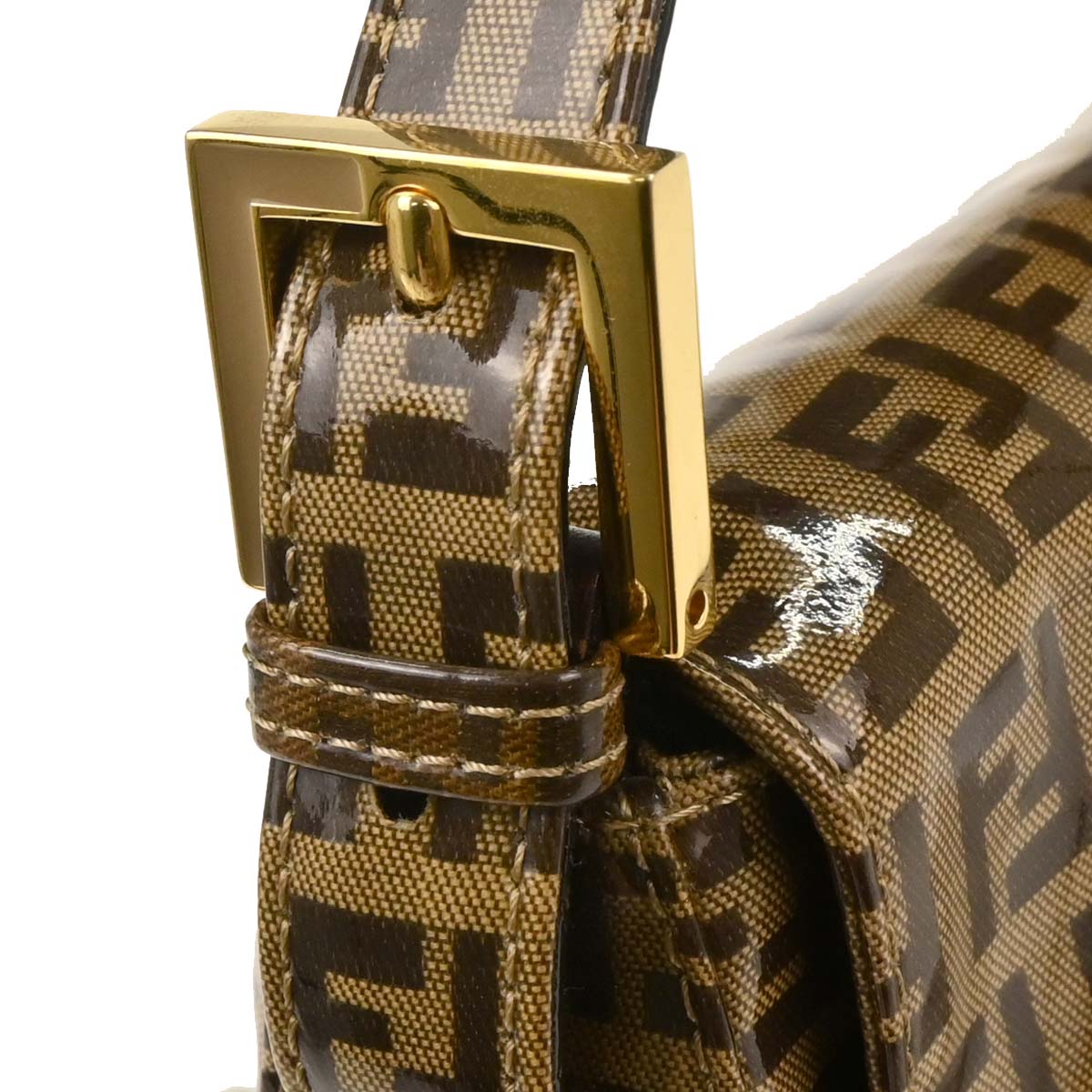 Fendi Brown PVC Zucchino Mamma Baguette Handbag