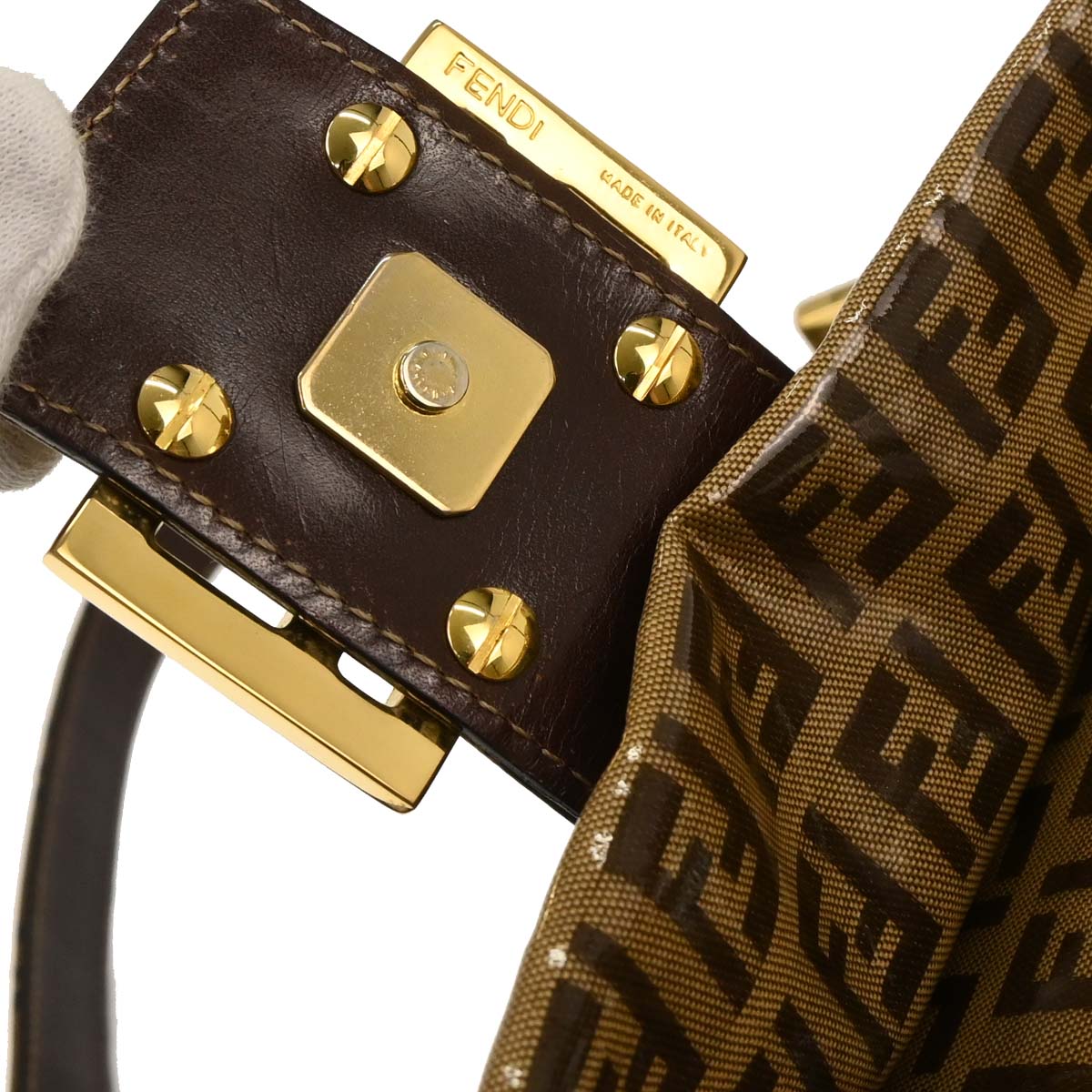 Fendi Brown PVC Zucchino Mamma Baguette Handbag