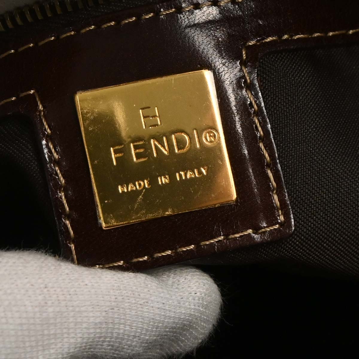 Fendi Brown PVC Zucchino Mamma Baguette Handbag