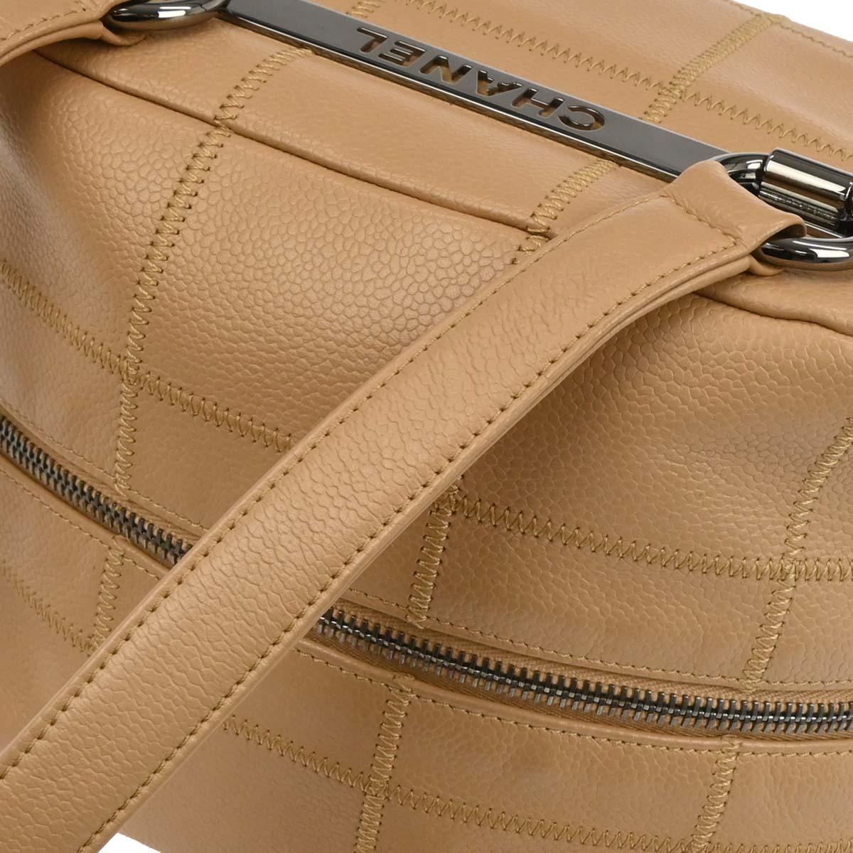 Chanel 2004-2005 Beige Caviar Wild Stitch Choco Bar Tote Handbag