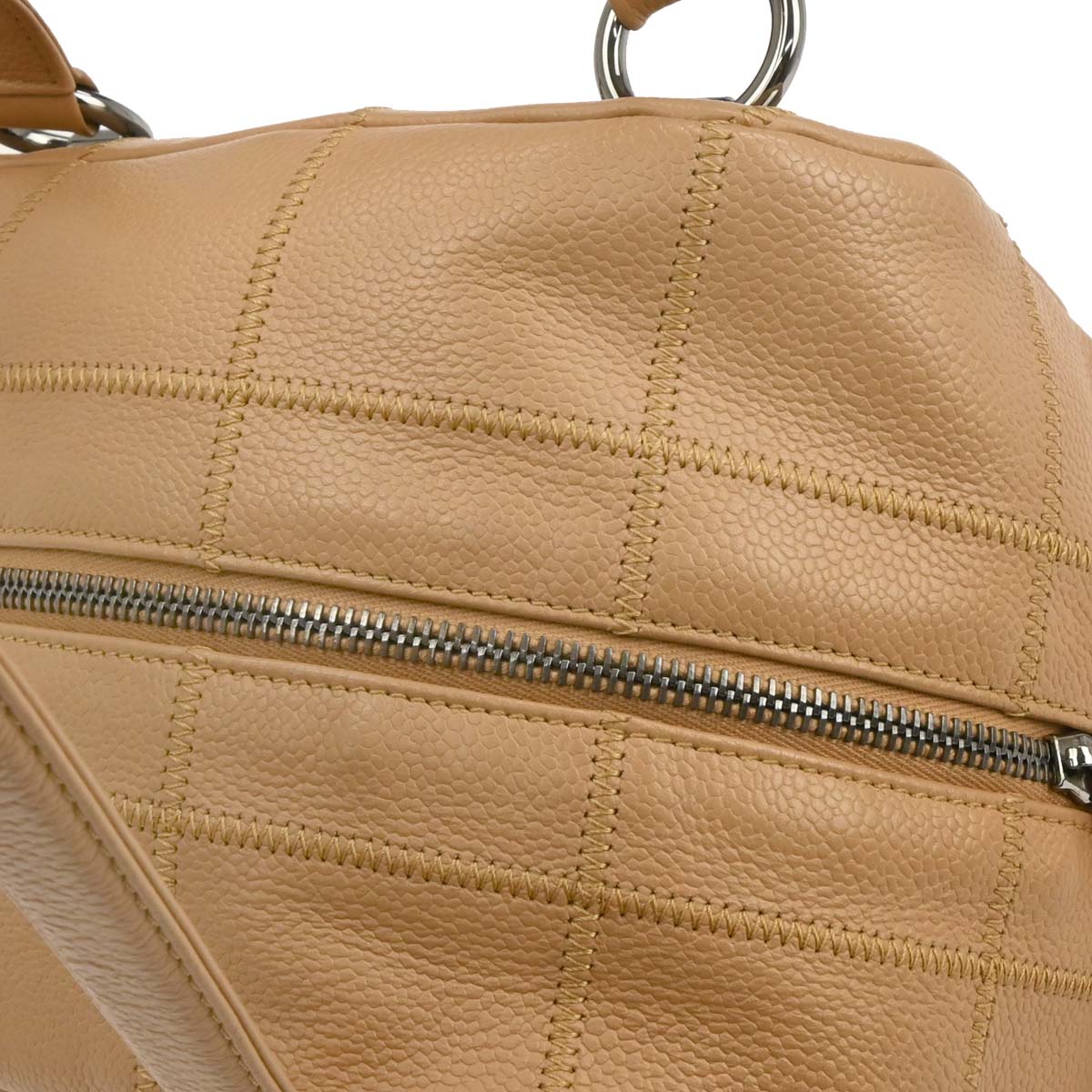 Chanel 2004-2005 Beige Caviar Wild Stitch Choco Bar Tote Handbag