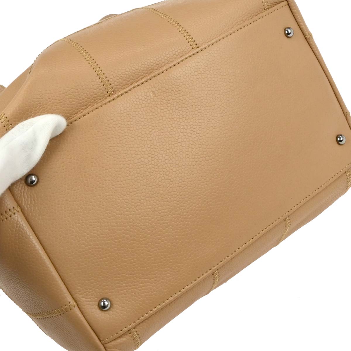 Chanel 2004-2005 Beige Caviar Wild Stitch Choco Bar Tote Handbag