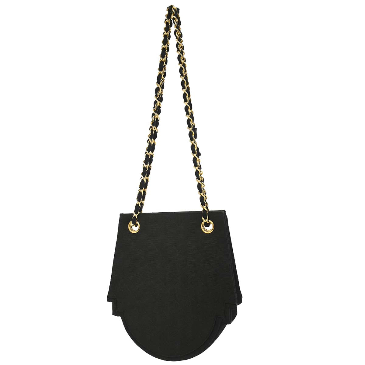 Chanel 1986-1988 Black Canvas Shoulder Bag