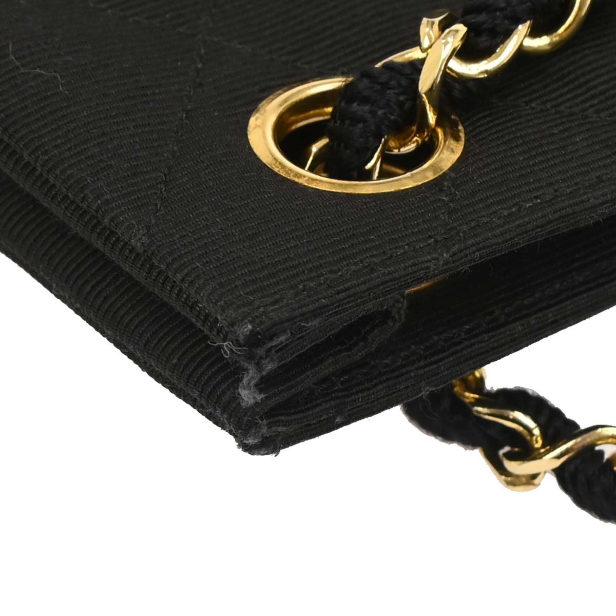Chanel 1986-1988 Black Canvas Shoulder Bag