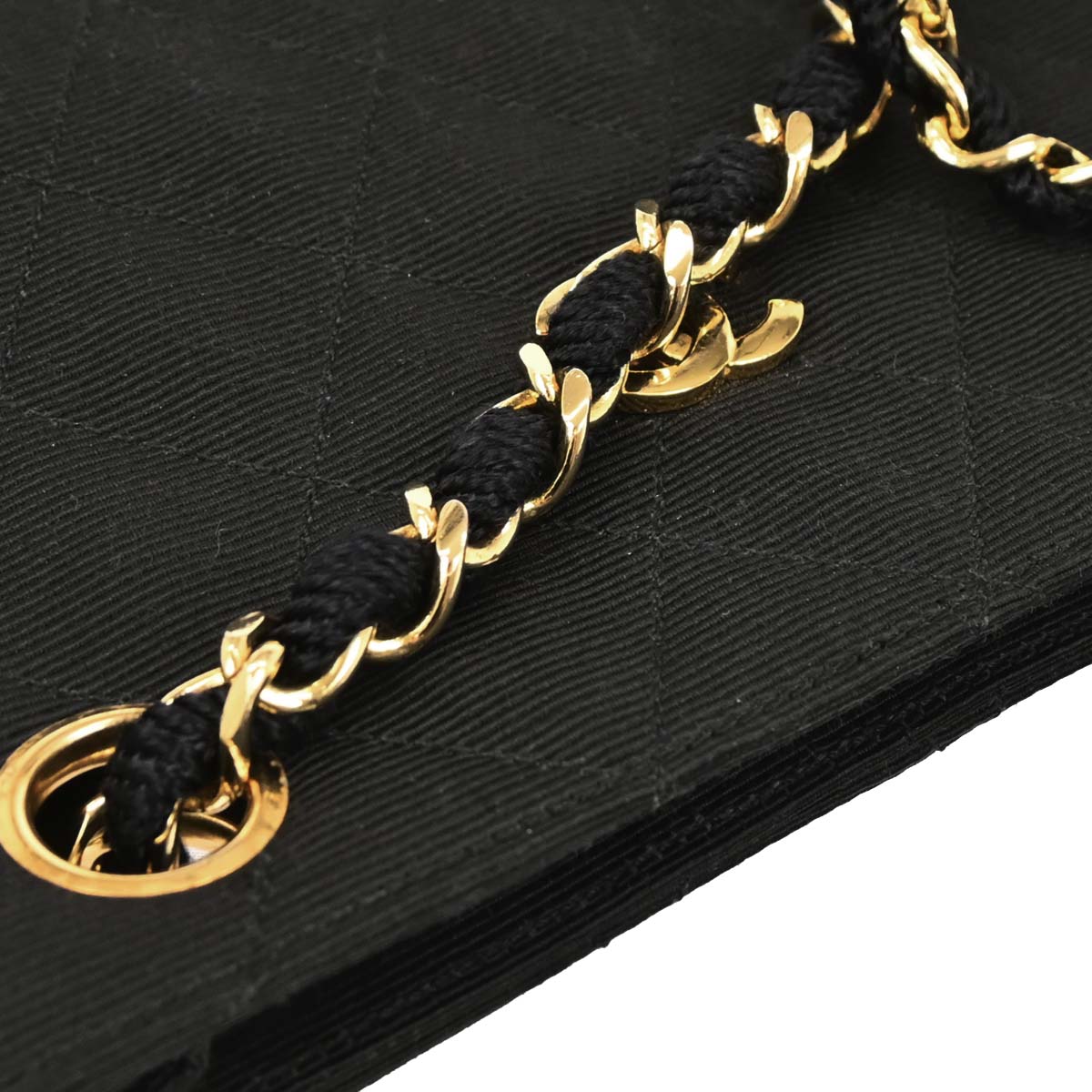 Chanel 1986-1988 Black Canvas Shoulder Bag