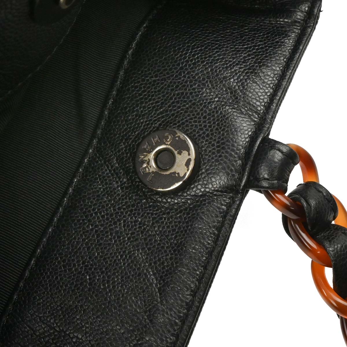Chanel 1997-1999 Black Caviar Tote Chain Handbag