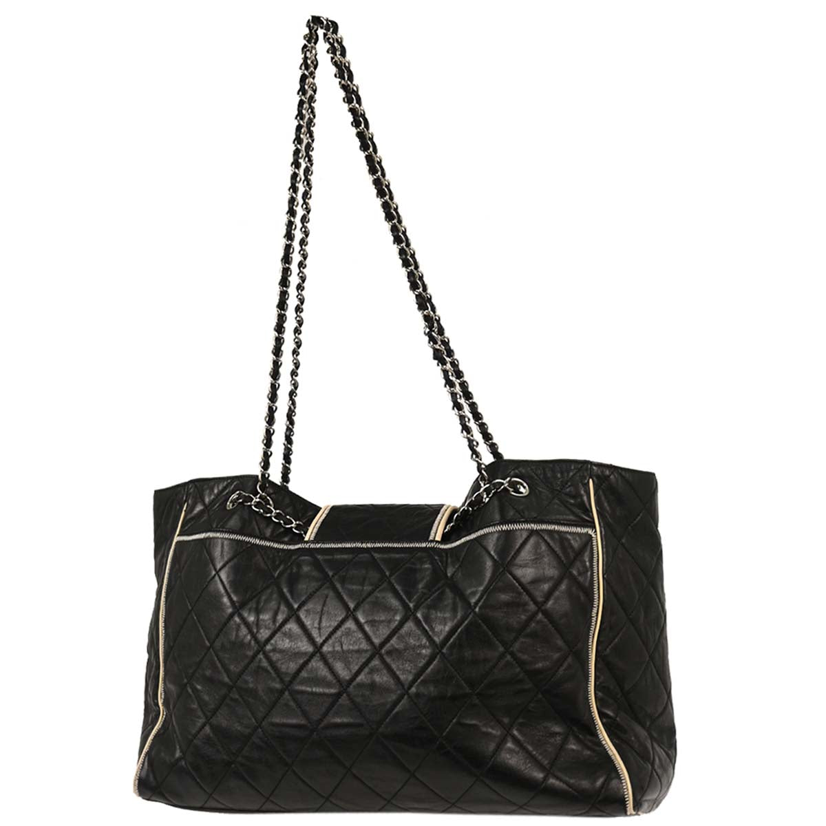 Chanel 2008-2009 Black Calfskin Mademoiselle Lock Chain Tote Shoulder Bag
