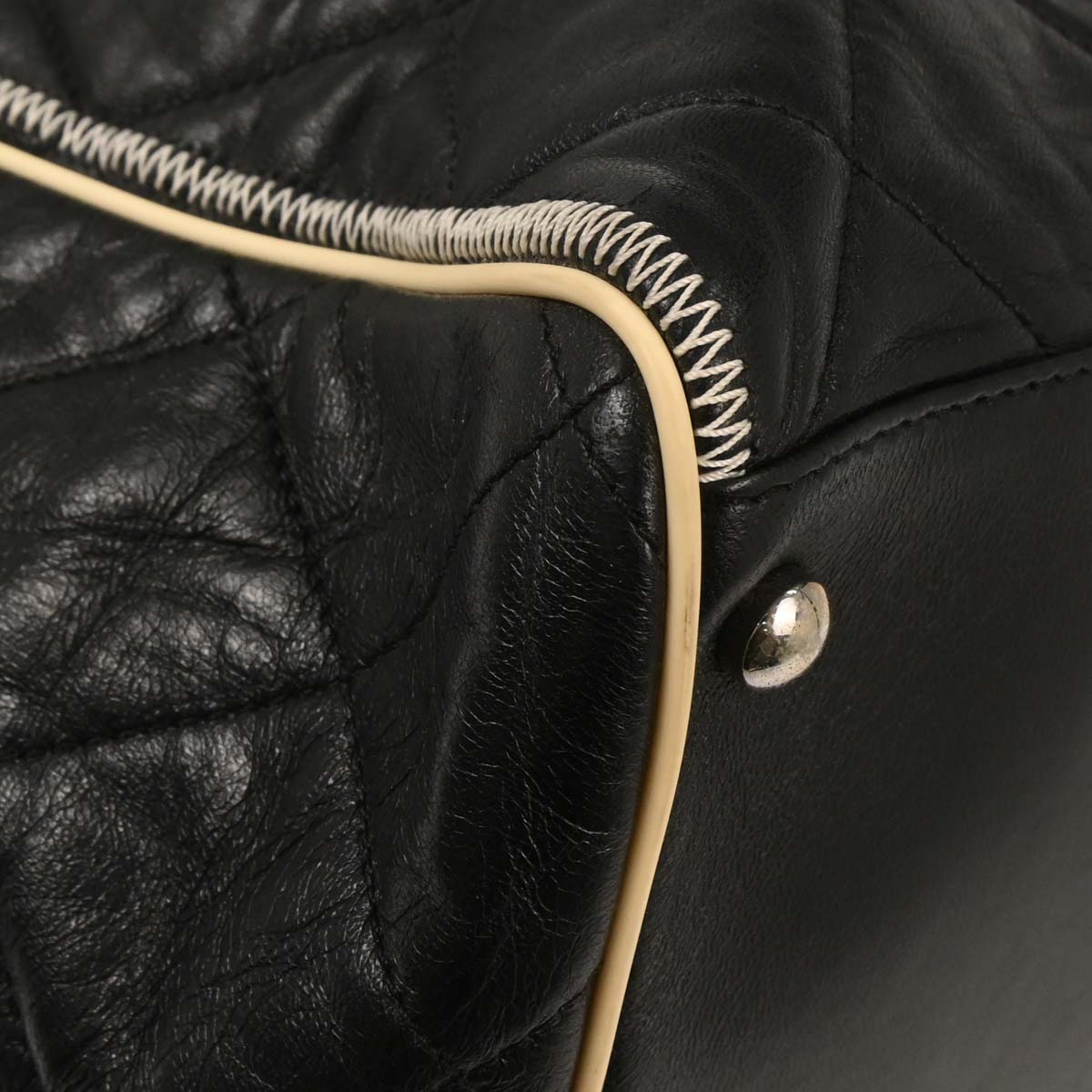 Chanel 2008-2009 Black Calfskin Mademoiselle Lock Chain Tote Shoulder Bag