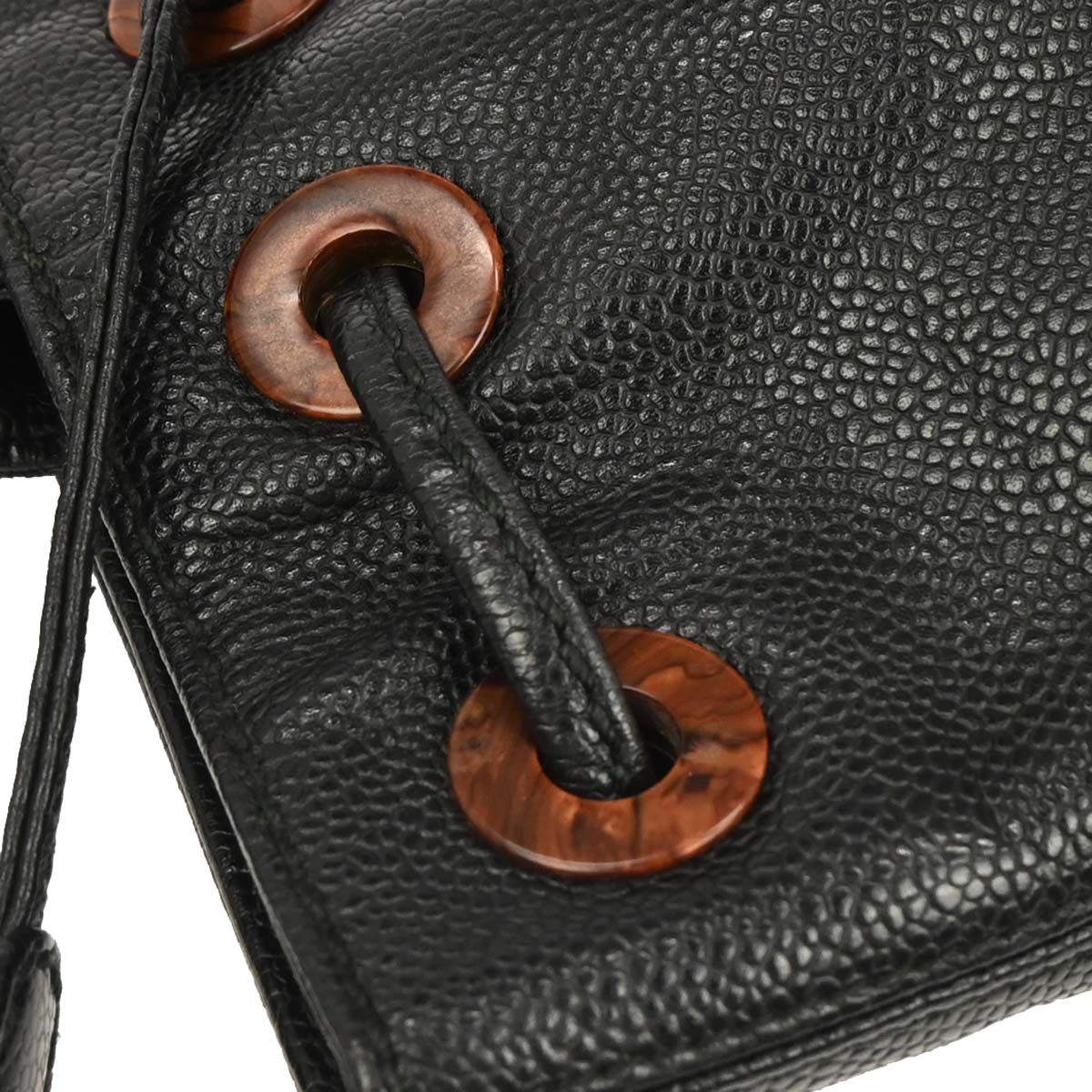 Chanel Black Caviar Drawstring Tote Handbag