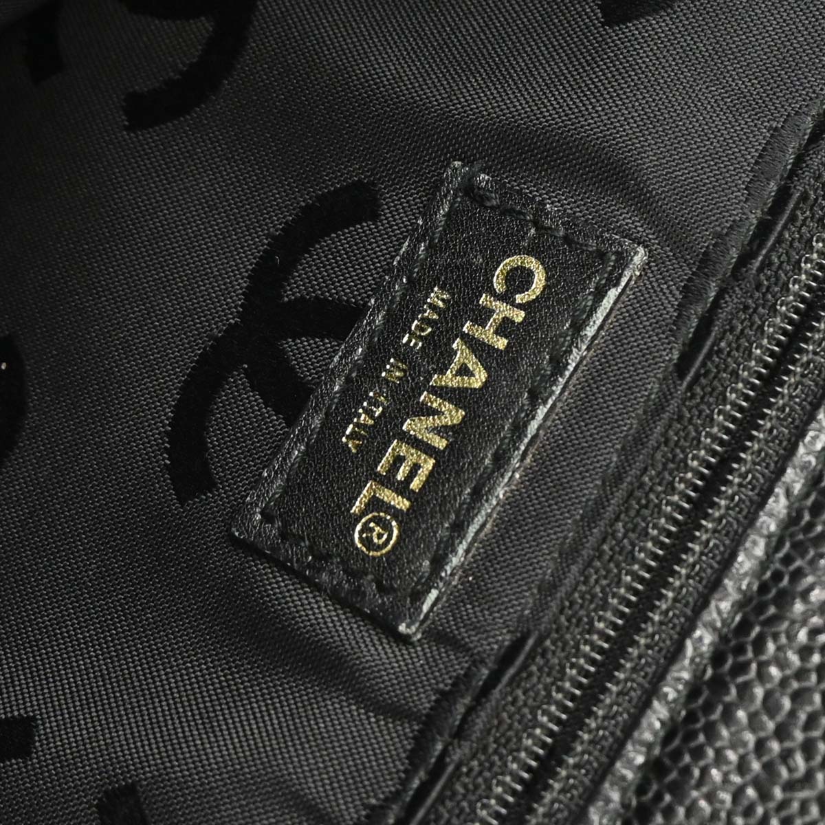 Chanel Black Caviar Drawstring Tote Handbag