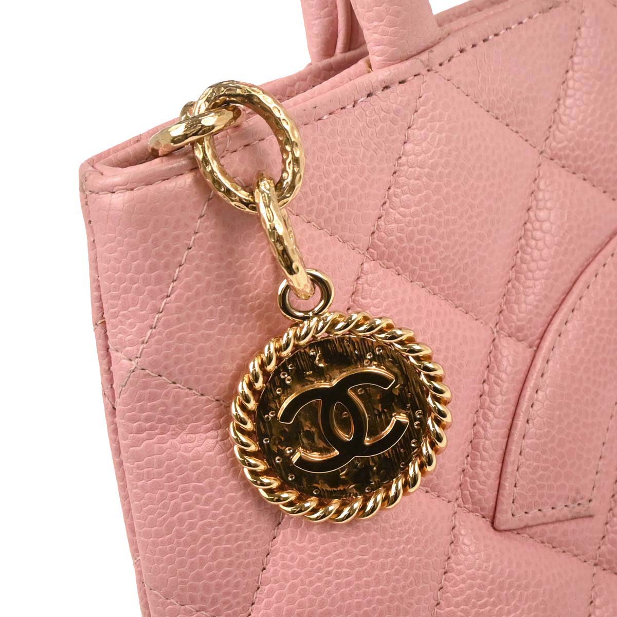 Chanel 2004-2005 Pink Caviar Medallion Tote Handbag
