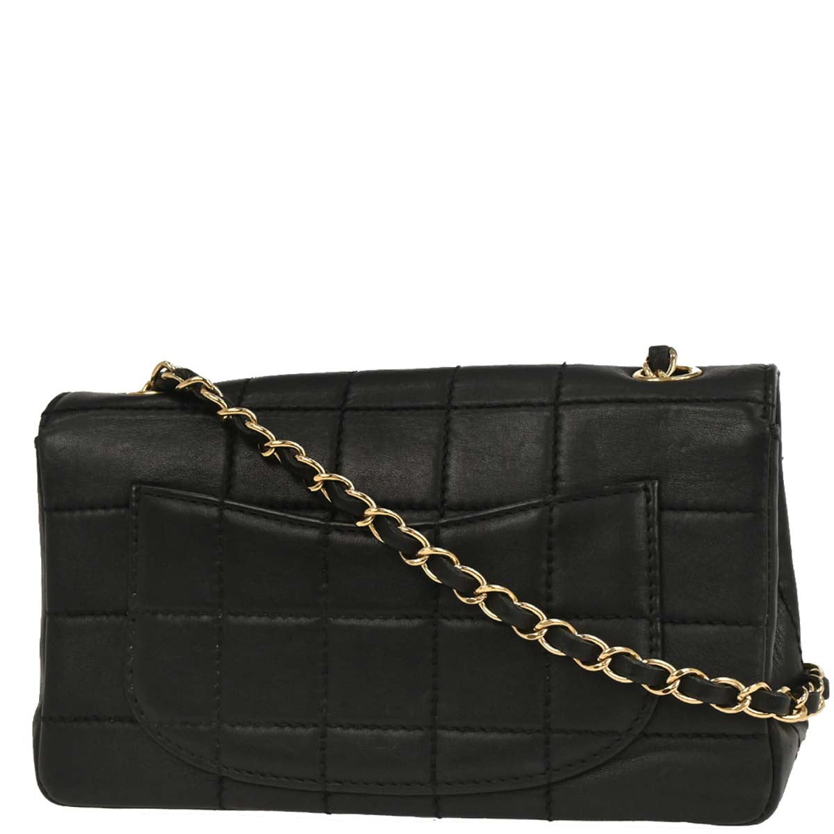 Chanel 2001-2003 Black Calfskin Choco Bar Single Flap Shoulder Bag