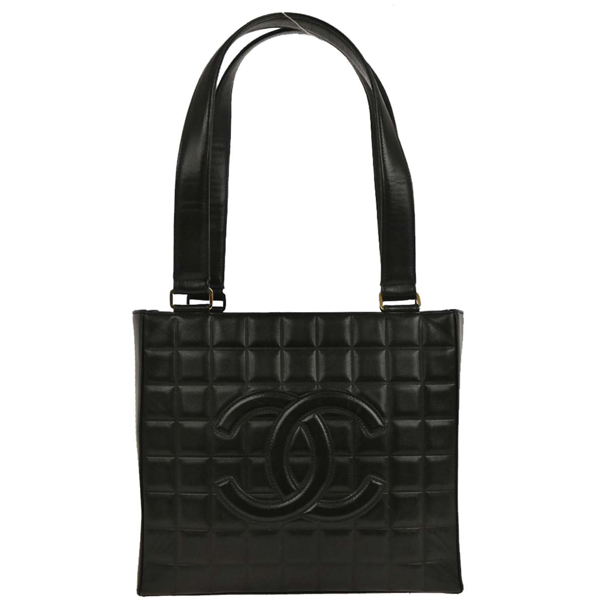 Chanel 2001-2003 Black Lambskin Choco Bar Tote Handbag