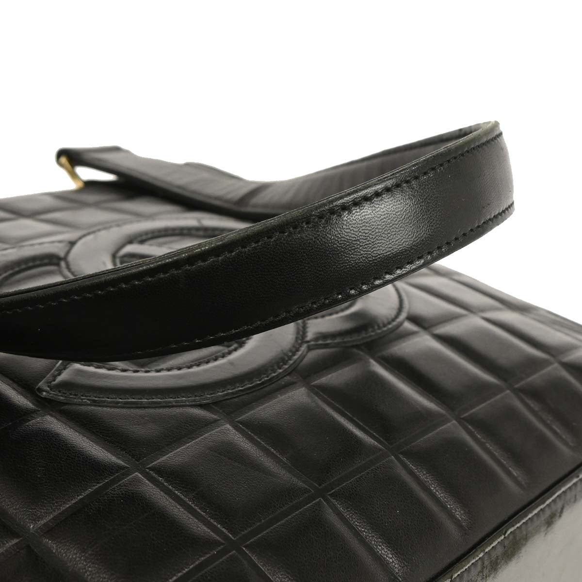 Chanel 2001-2003 Black Lambskin Choco Bar Tote Handbag