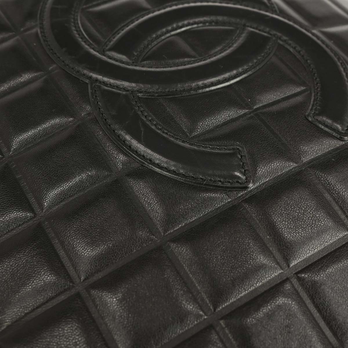 Chanel 2001-2003 Black Lambskin Choco Bar Tote Handbag