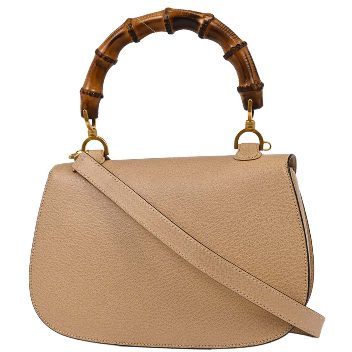 Gucci Beige Pigskin Bamboo 2way Shoulder Handbag