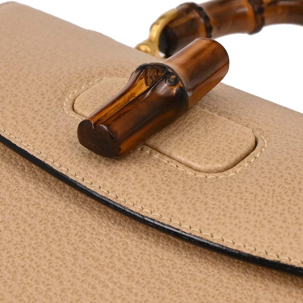 Gucci Beige Pigskin Bamboo 2way Shoulder Handbag