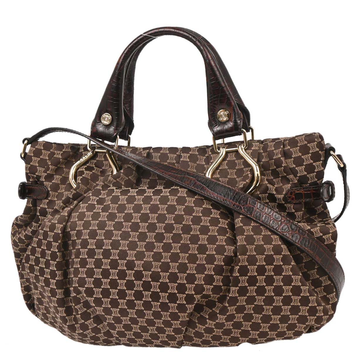 Celine Brown Canvas Macadam Handbag
